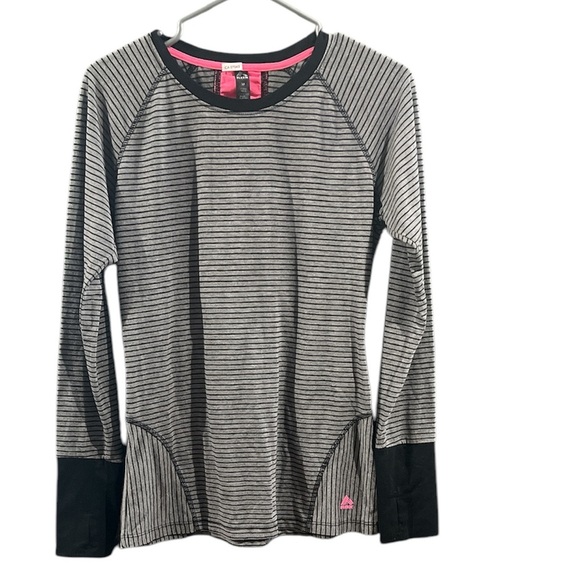 RBX Grey & Black Striped Long-Sleeve Exercise Top - Size Medium - Picture 1 of 6